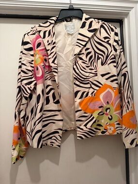 Cline Club Floral Zebra Print Blazer - Pink & Orange